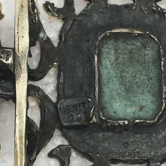 Sterling Silver 925 Mexico Chunky Faux Turquoise Dyed Howlite Pendant & Earrings - Picture 7 of 16